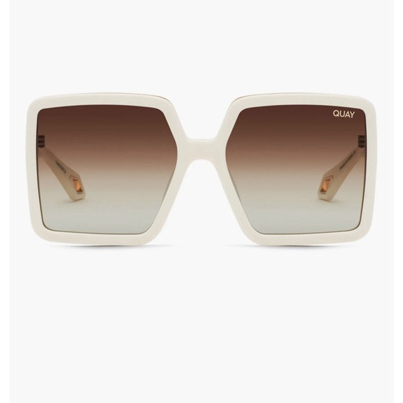 NWT Quay “Almost Ready Polarized” ivory/brn 56mm Square Sunglasses - Picture 1 of 4